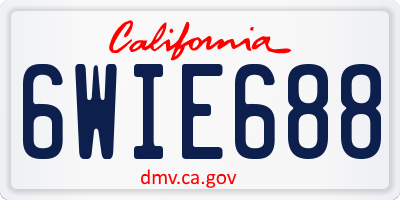 CA license plate 6WIE688