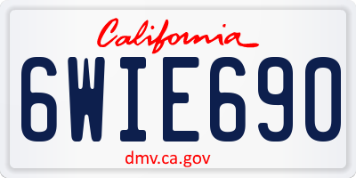 CA license plate 6WIE690