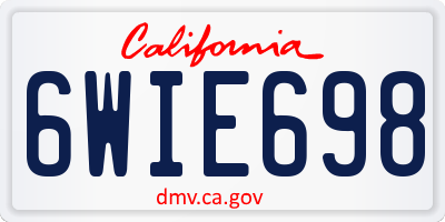 CA license plate 6WIE698