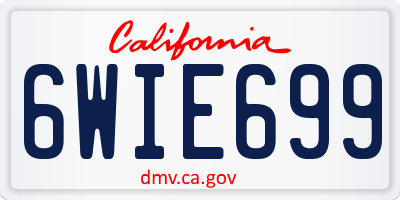 CA license plate 6WIE699