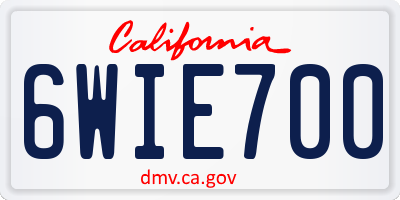 CA license plate 6WIE700