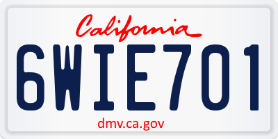CA license plate 6WIE701