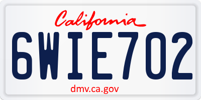 CA license plate 6WIE702