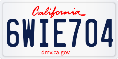 CA license plate 6WIE704