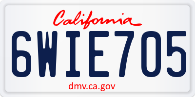 CA license plate 6WIE705