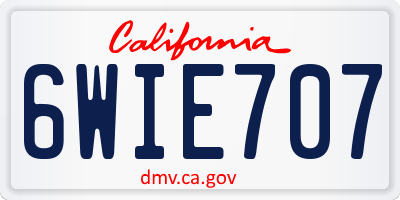 CA license plate 6WIE707