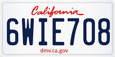 CA license plate 6WIE708