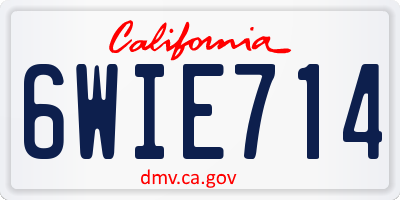 CA license plate 6WIE714