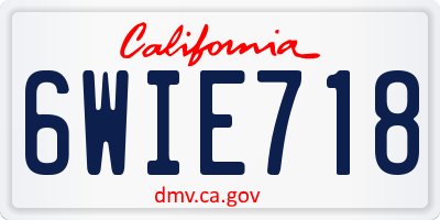 CA license plate 6WIE718
