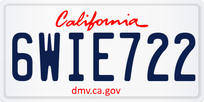 CA license plate 6WIE722
