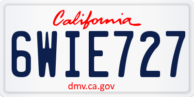 CA license plate 6WIE727