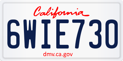 CA license plate 6WIE730
