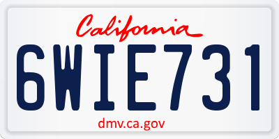 CA license plate 6WIE731