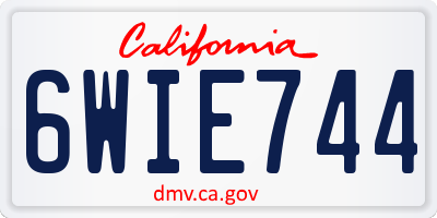 CA license plate 6WIE744