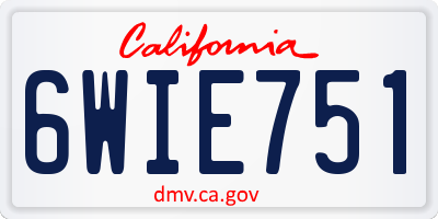 CA license plate 6WIE751