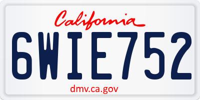 CA license plate 6WIE752
