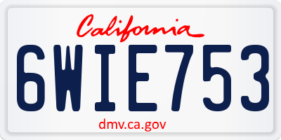 CA license plate 6WIE753