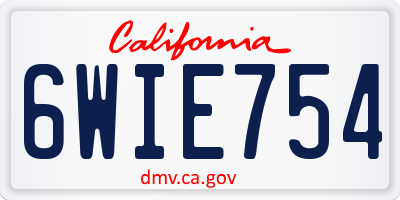CA license plate 6WIE754