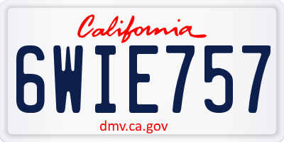 CA license plate 6WIE757