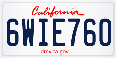 CA license plate 6WIE760