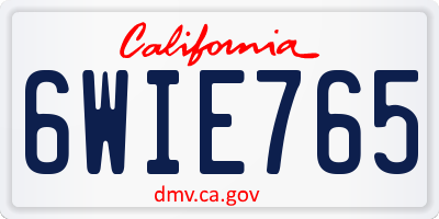 CA license plate 6WIE765