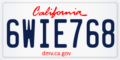 CA license plate 6WIE768