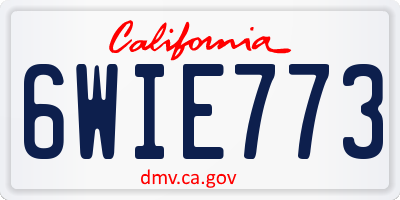 CA license plate 6WIE773