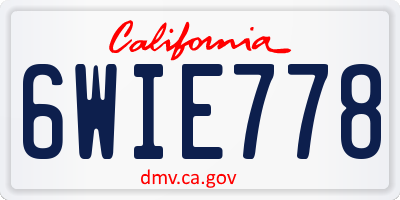 CA license plate 6WIE778