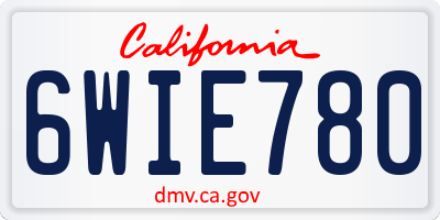 CA license plate 6WIE780