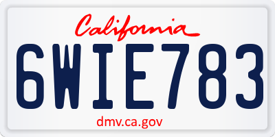 CA license plate 6WIE783