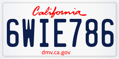 CA license plate 6WIE786