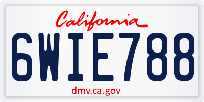 CA license plate 6WIE788