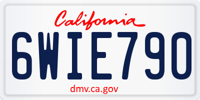 CA license plate 6WIE790