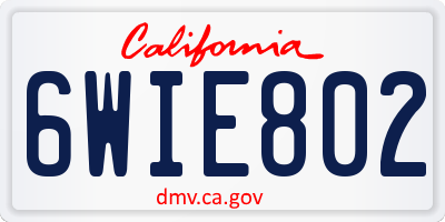 CA license plate 6WIE802