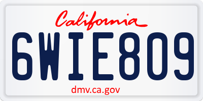 CA license plate 6WIE809