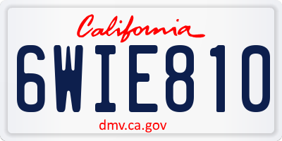 CA license plate 6WIE810