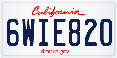 CA license plate 6WIE820