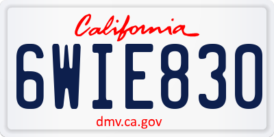 CA license plate 6WIE830