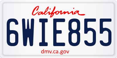 CA license plate 6WIE855