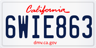 CA license plate 6WIE863
