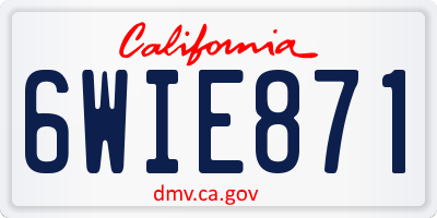CA license plate 6WIE871