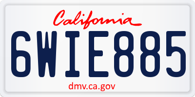 CA license plate 6WIE885