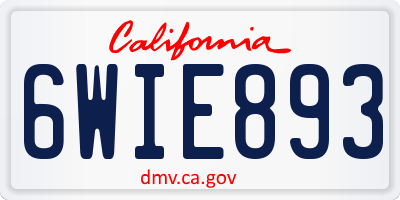 CA license plate 6WIE893