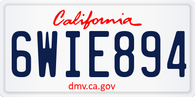 CA license plate 6WIE894