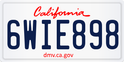 CA license plate 6WIE898