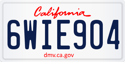 CA license plate 6WIE904