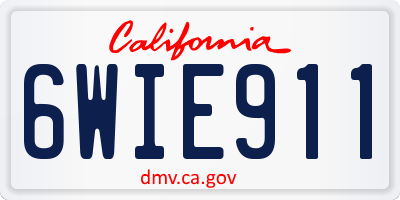 CA license plate 6WIE911