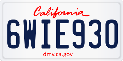 CA license plate 6WIE930