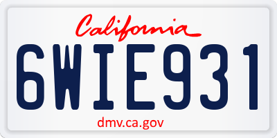 CA license plate 6WIE931