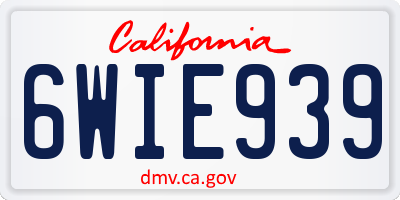 CA license plate 6WIE939